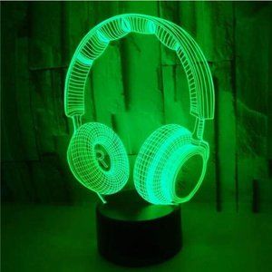 Headset 3D Illusion Lamp 16Color Night Light,Smart Touch Sensor & Remote Control